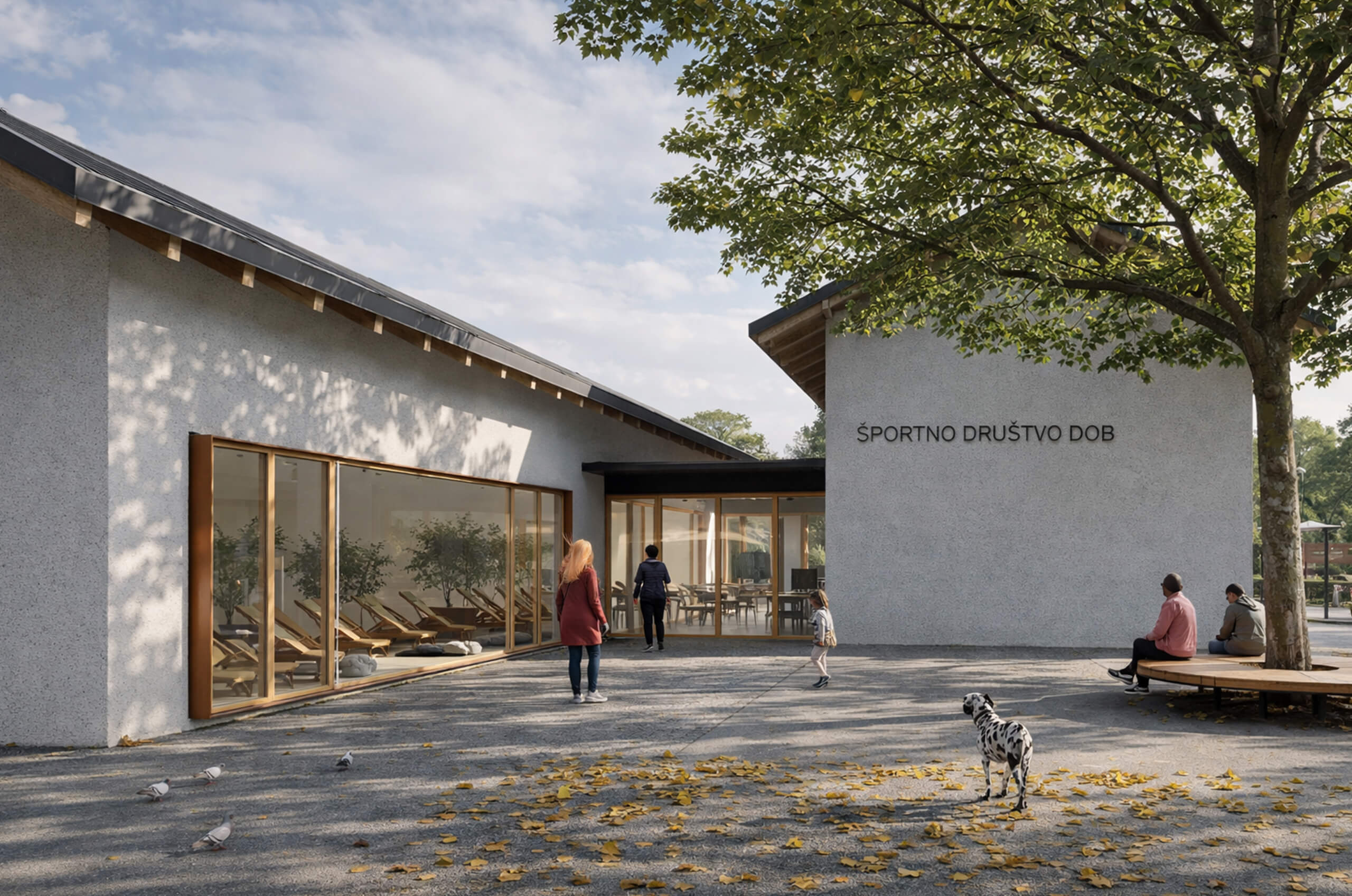 Pogled na trg Športnega društva Dob