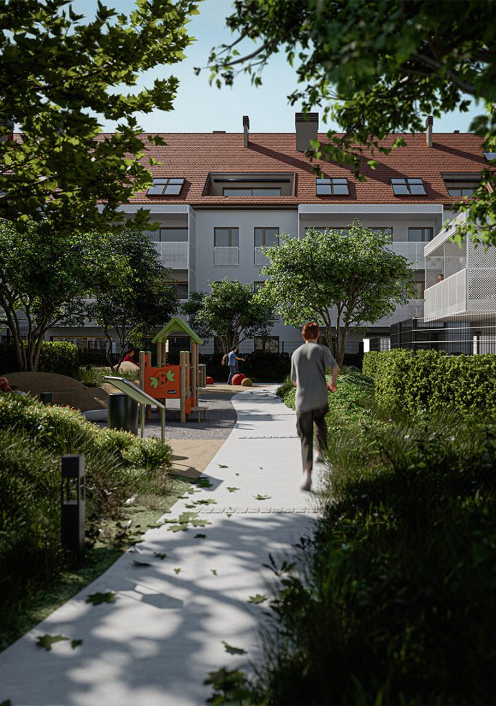 V atriju večstanovanjskega objekta v Kamniku