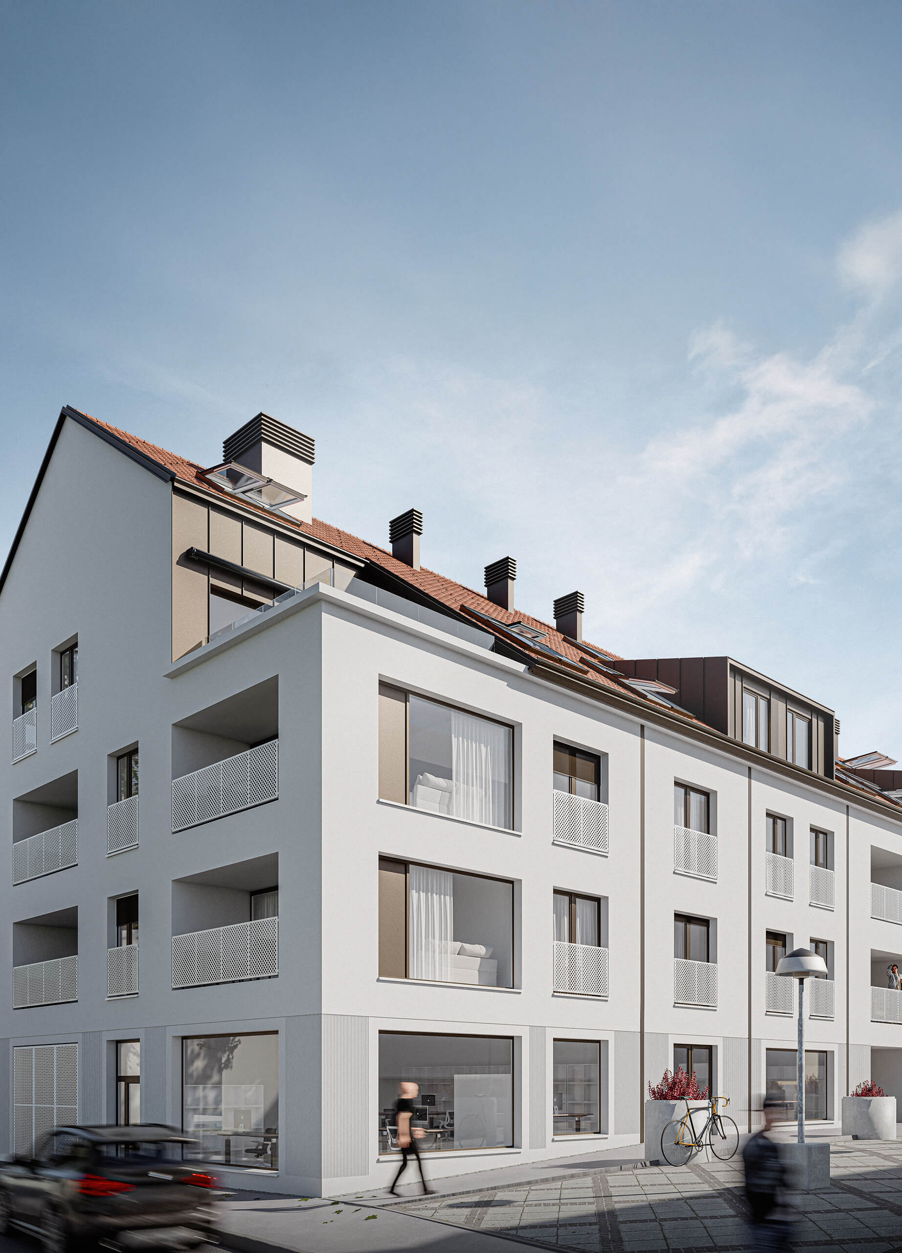 Archinauts arhitektura, stanovanjsko poslovni objekt Kamnik, pogled iz trga